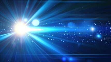 Dynamic blue light rays in motion abstract vector design for science and technology wallpaper