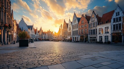 Obraz premium The picturesque town square of Mechelen with its medieval architecture and cobbled streets.