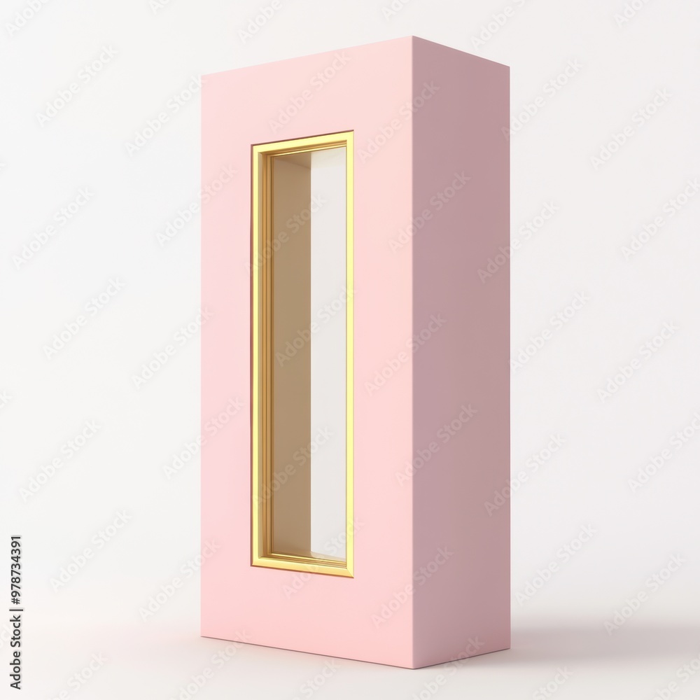 Poster pink box with gold frame.