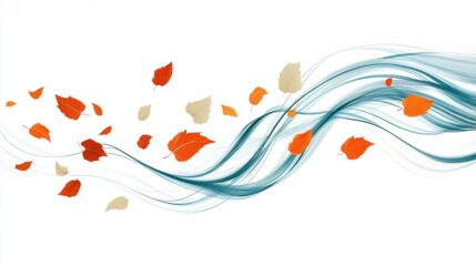 A windy weather icon with leaves blowing through swirling lines, representing a breezy day.