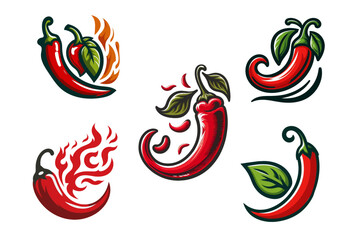 chili peppers set, chili silhouette vector illustration
set.