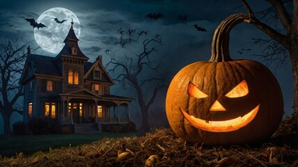 Obraz premium A spooky Halloween night scene
