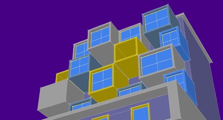  architecture modular facades 3d illustration