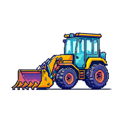 Naklejka premium Illustration of Pixel art Backhoe on white background. 
