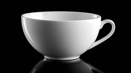 White Ceramic Cup isolated on black background : Generative AI