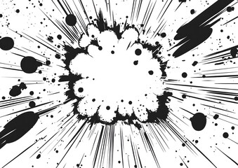 Cracked Surface Texture with Grunge Splatter Effect in Black and White