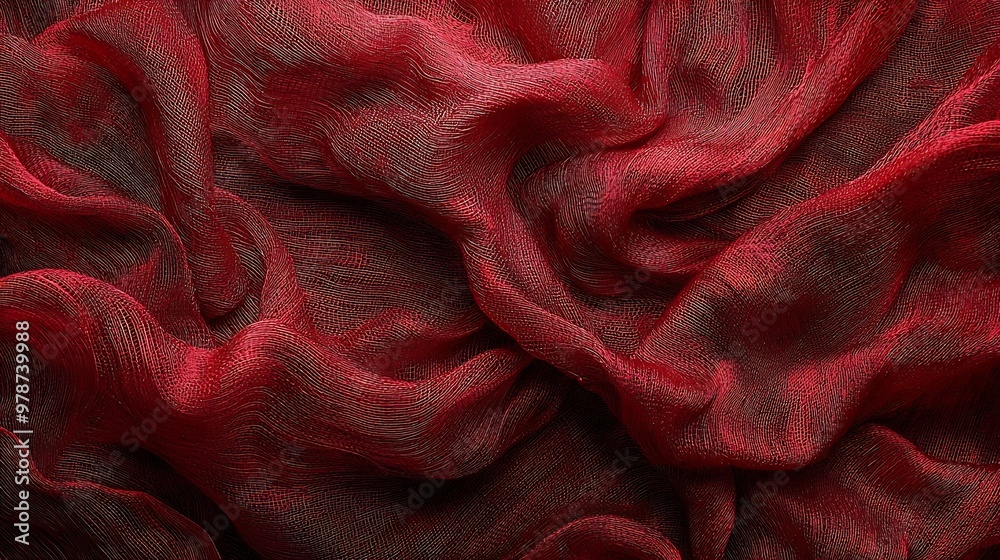 Poster red crumpled cloth texture st valentines day background : generative ai