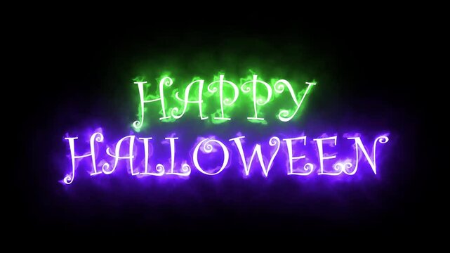happy halloween animated text background neon happy halloween fire green purple 4k looping 60 fps