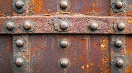 Rusty Metal Surface with Circular Rivets