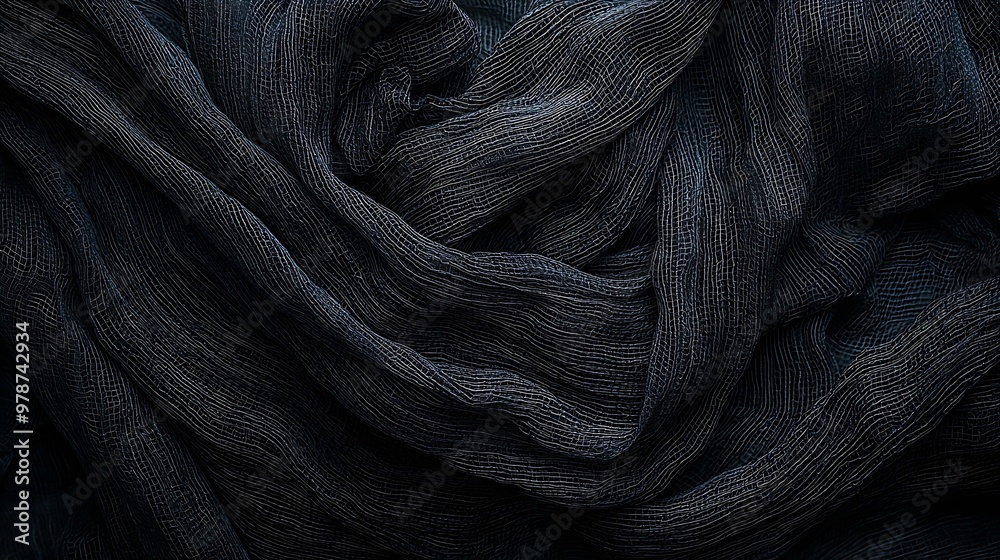 Poster dark wrinkled fabric texture : generative ai