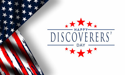 discoverers day  with US flag ,  vektor background banner  