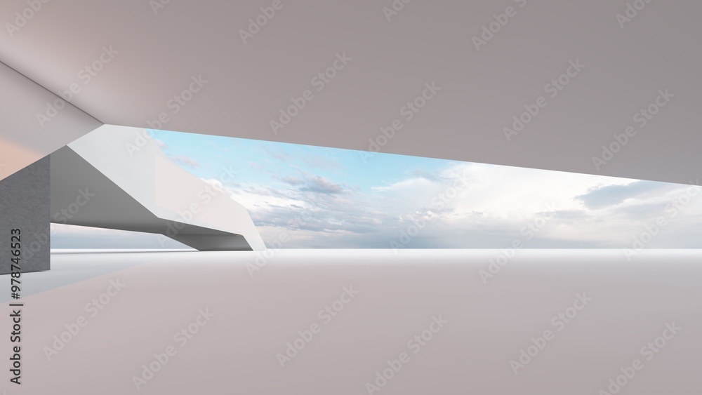 Poster abstract architecture background building geometric shape 3d render