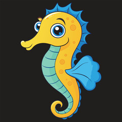 Obraz premium Hand drawn cartoon seahorse illustration