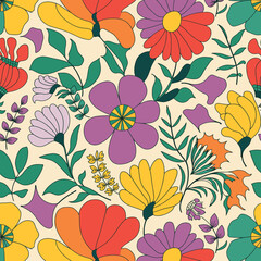 Hand Drawn Groovy Flower Pattern