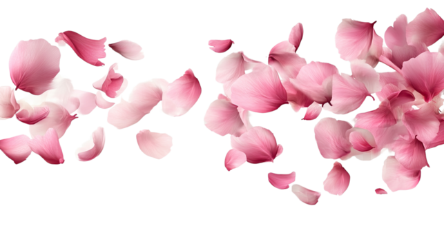 Seamless pattern of pink rose petals and hearts, perfect for romantic occasions and Valentine's Day decorations