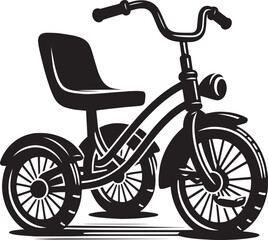 Fototapeta premium Kids tricycle silhouette vector illustration isolated on a white background