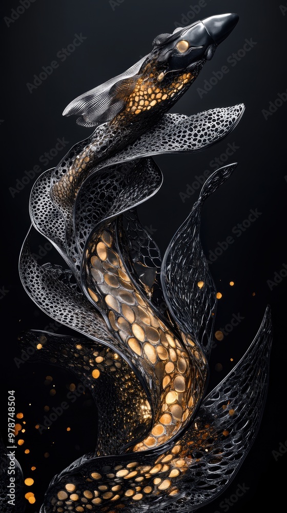 Poster abstract gold snake.