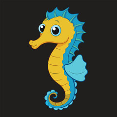 Fototapeta premium Hand drawn cartoon seahorse illustration