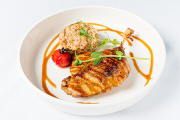 grilled duck with rice and sauce