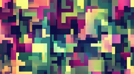 A captivating display of vibrant hues intermingles to form a complex mosaic of geometric shapes