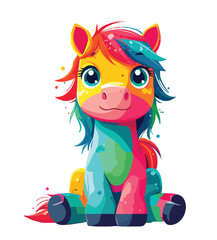 Vector illustration image of a cute little horse