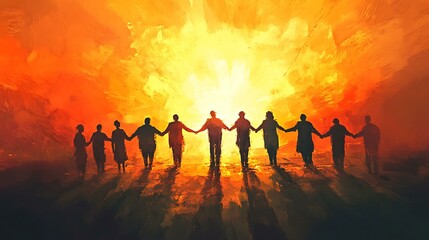 Fototapeta premium Group of people holding hands praying worship believe