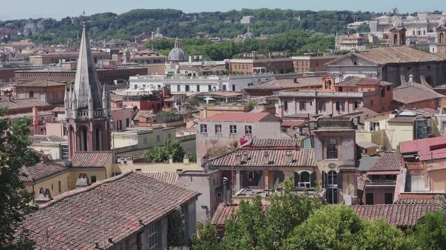 Rome, Italy - November 4 2023: View of Rome Cityscape from the Terrazza Viale del Belvedere