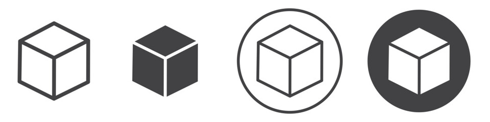 Cube icon thin line illustration