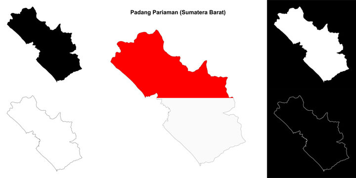 Padang Pariaman blank outline map set