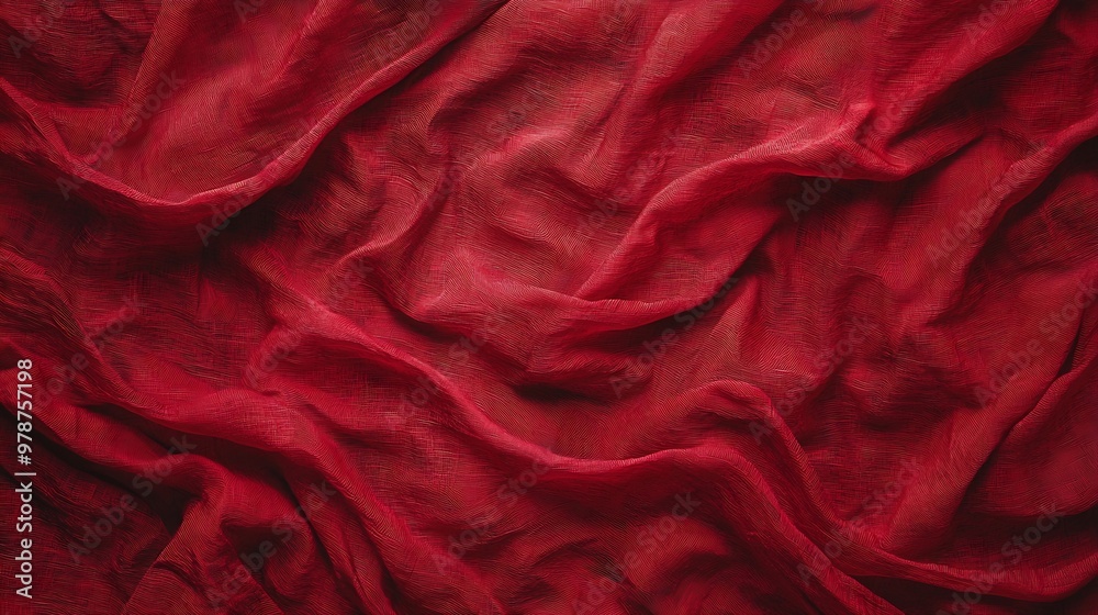 Poster red crumpled fabric background : generative ai