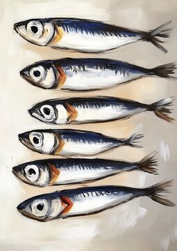 blue fish painting on beige background clip art preview