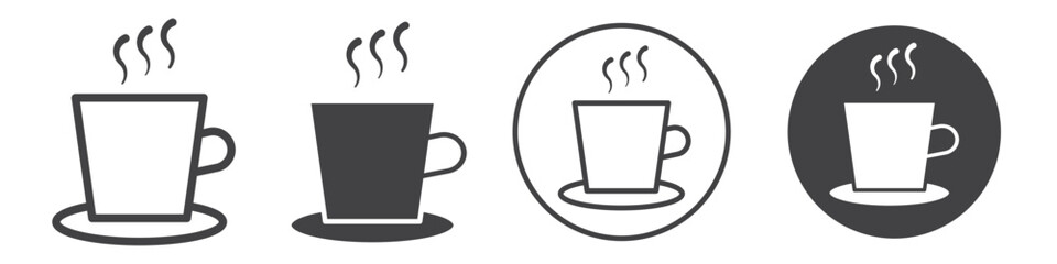 Hot coffee cup icon thin line illustration