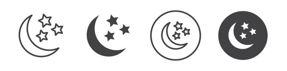 Moon stars icon thin line illustration