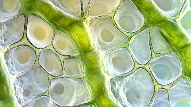 Cellulose in plant cells Microscopic view of plant cell walls showing cellulose fibers providing
