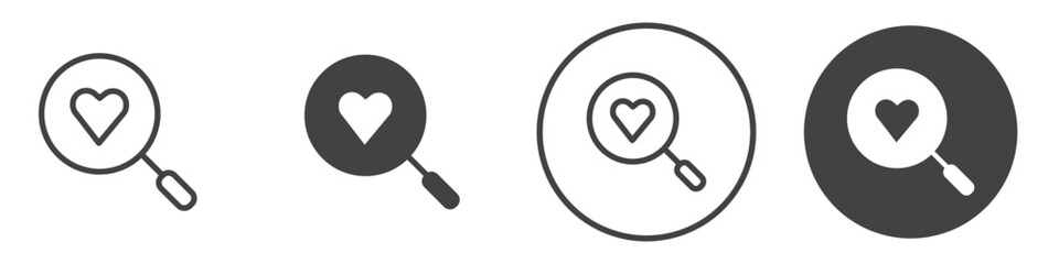 Search heart icon thin line illustration