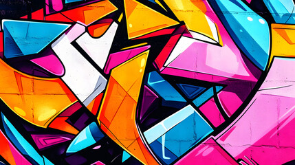 Naklejka premium Abstract urban street art graffiti style vector illustration template background in colorful cyber metaverse theme.