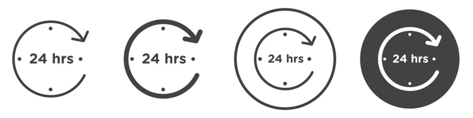 24 hrs icon thin line illustration