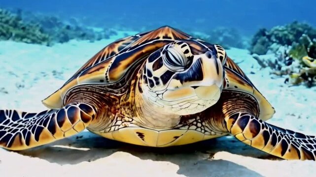 Hawksbill sea turtle (CR species) Hawksbill Turtle - Eretmochelys imbricata. Bissa or a real carriage is a species of sea turtles that grow up to a meter. They spend their entire lives in the sea, com
