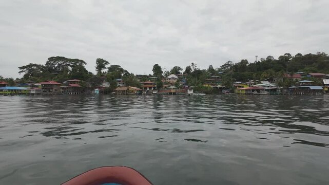 View from a boat heading towards Bastimentos Island in Bocas del Toro, Panama