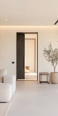 Fototapeta premium Modern interior design featuring minimalistic elements and natural light in a spacious room