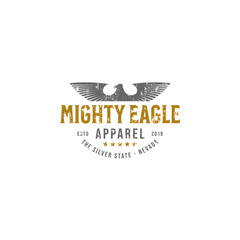 Vintage Retro Rustic mighty eagle apparel Logo design vector