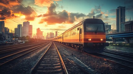 Fototapeta premium Train in city 