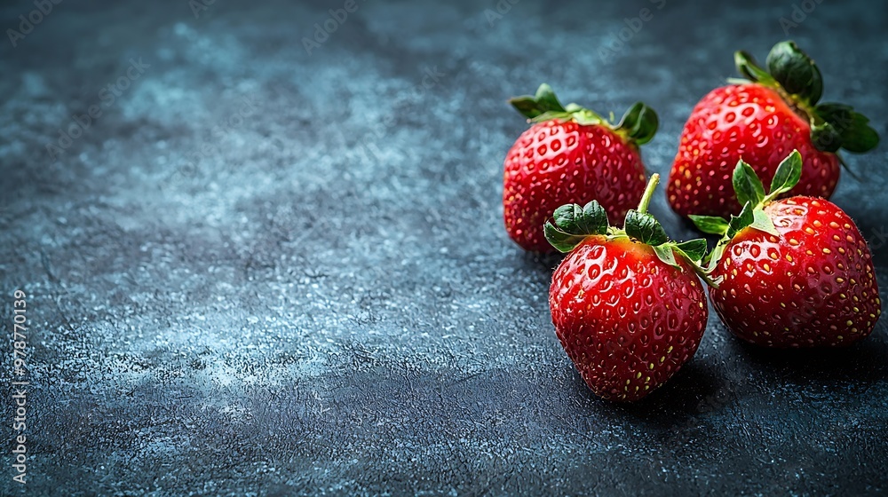 Poster strawberries texture top view : generative ai