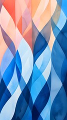 Abstract Blue and Orange Geometric Painting