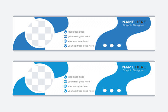 Email signature template or email footer and personal social media cover design, Email signature design for corporate company with creative shape vector template.