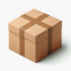 Open plain brown blank cardboard box isolated on white background