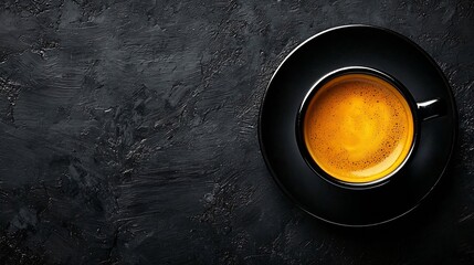 Cup of Espresso Coffee on Black Table : Generative AI