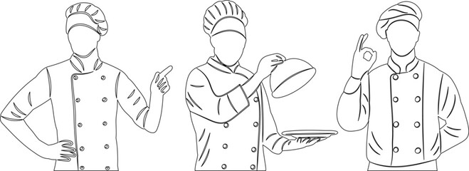chef portrait sketch, outline, vector