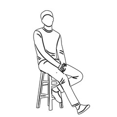 Obraz premium man sitting on chair sketch, outline, vector