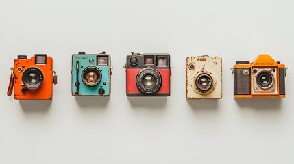 Vintage Collection Displayed in Neat Arrangement on White Background